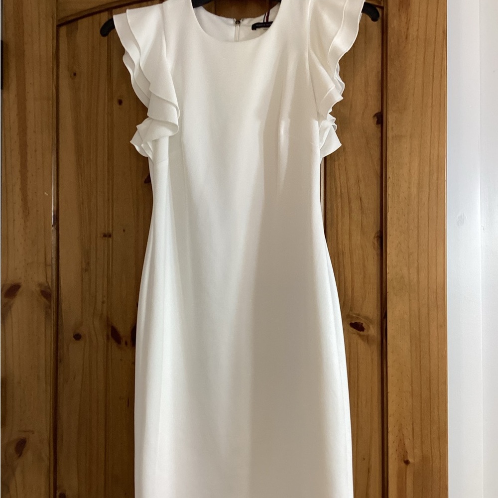 Tommy Hilfiger Cream Ruffle Sleeve Mini Dress
